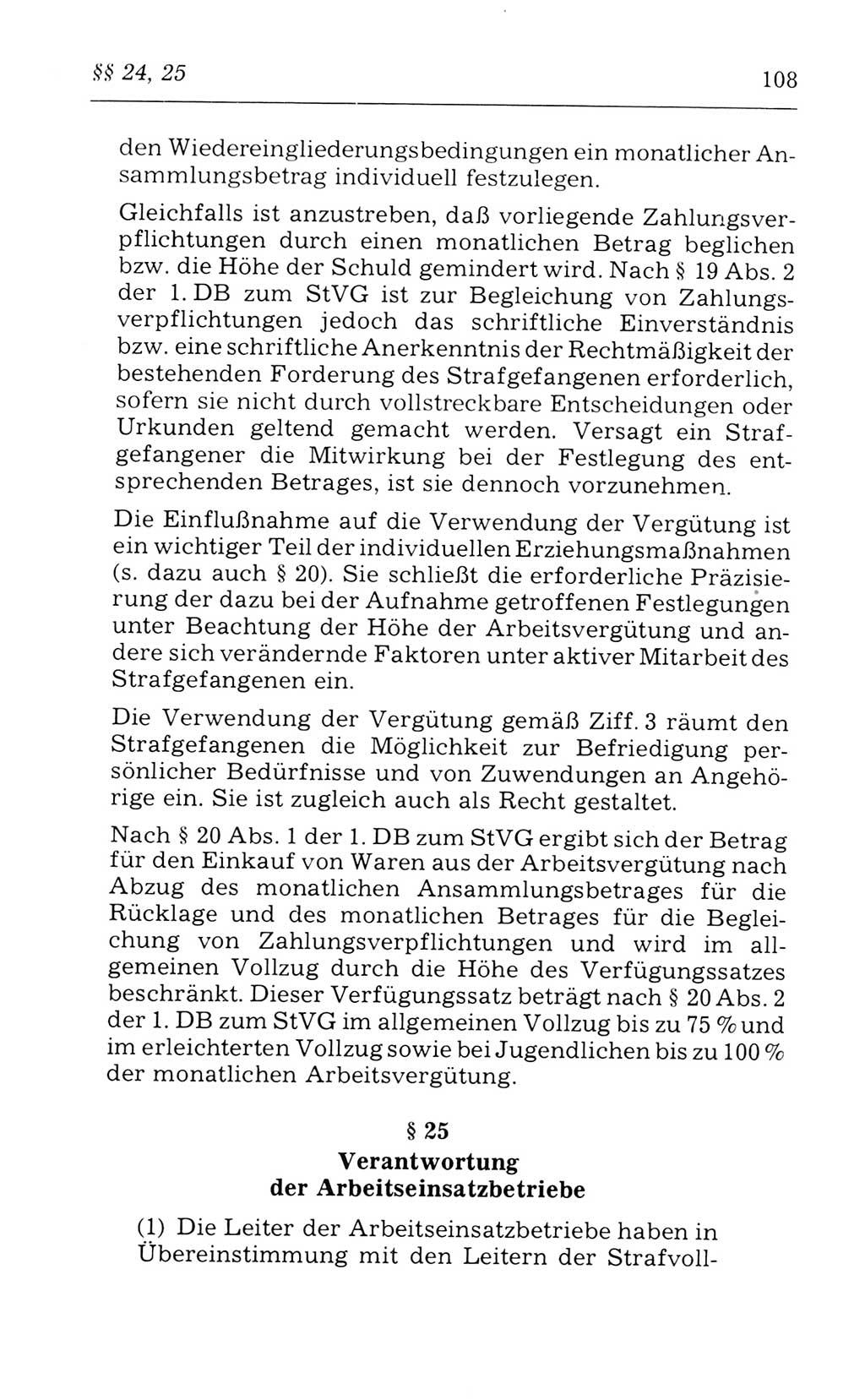 Kommentar zum Strafvollzugsgesetz [(StVG) Deutsche Demokratische Republik (DDR)] 1980, Seite 108 (Komm. StVG DDR 1980, S. 108)