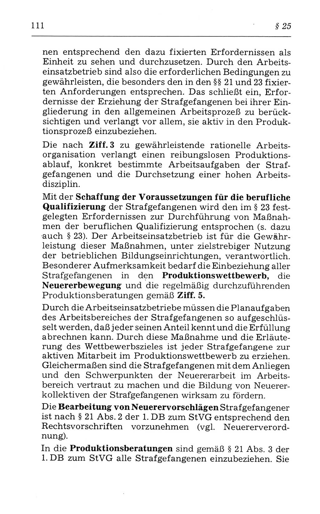 Kommentar zum Strafvollzugsgesetz [(StVG) Deutsche Demokratische Republik (DDR)] 1980, Seite 111 (Komm. StVG DDR 1980, S. 111)