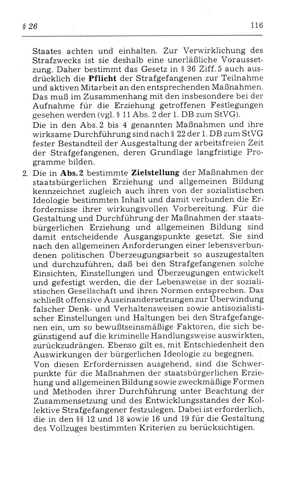 Kommentar zum Strafvollzugsgesetz [(StVG) Deutsche Demokratische Republik (DDR)] 1980, Seite 116 (Komm. StVG DDR 1980, S. 116)