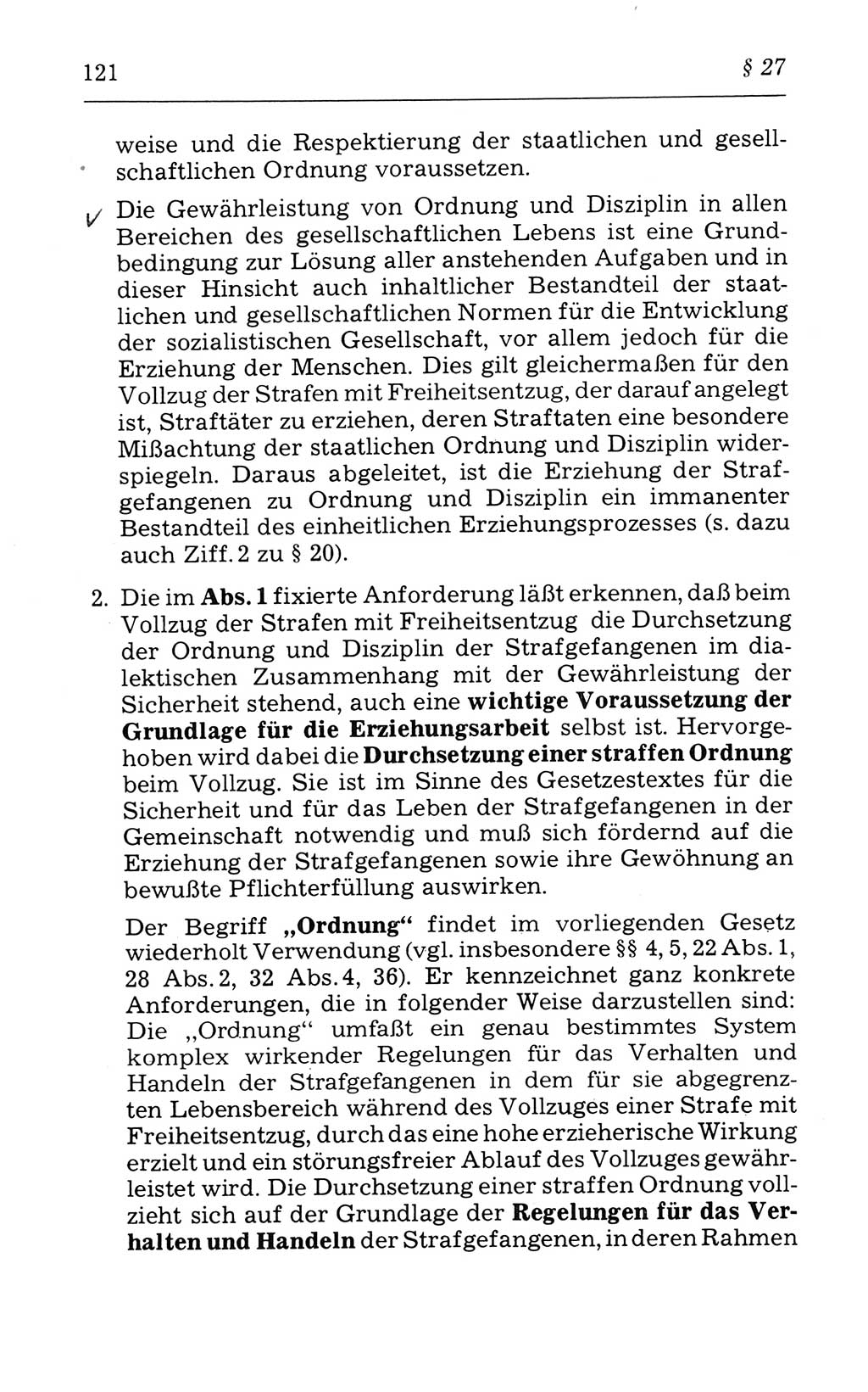 Kommentar zum Strafvollzugsgesetz [(StVG) Deutsche Demokratische Republik (DDR)] 1980, Seite 121 (Komm. StVG DDR 1980, S. 121)