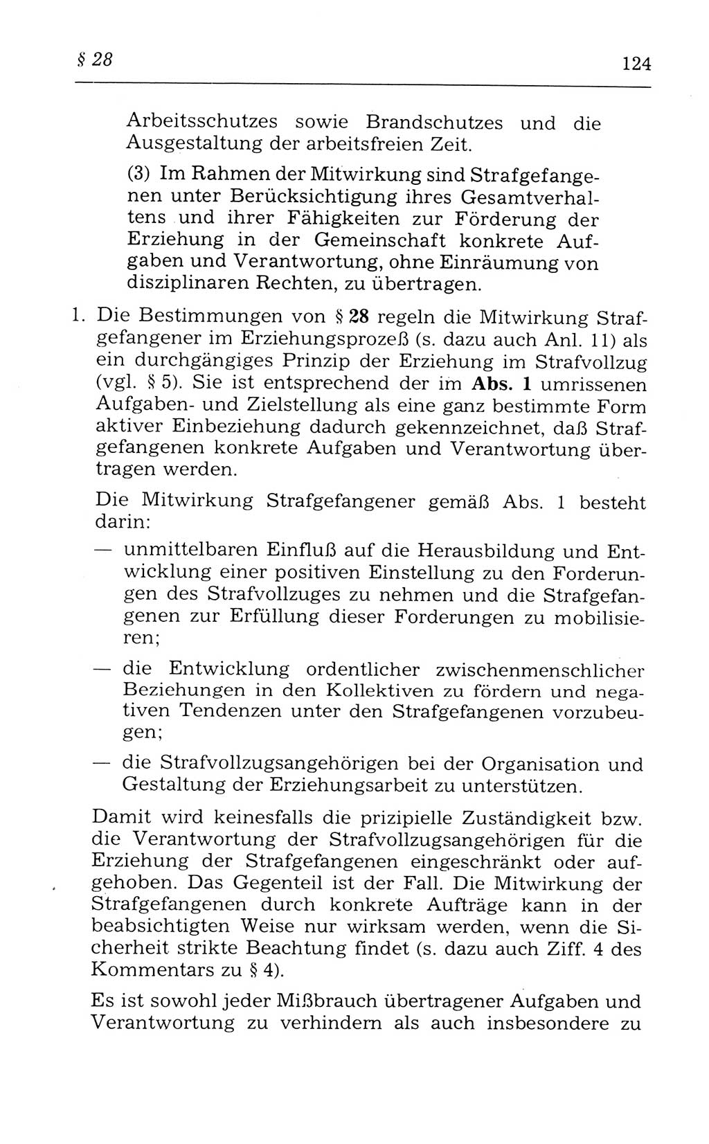 Kommentar zum Strafvollzugsgesetz [(StVG) Deutsche Demokratische Republik (DDR)] 1980, Seite 124 (Komm. StVG DDR 1980, S. 124)