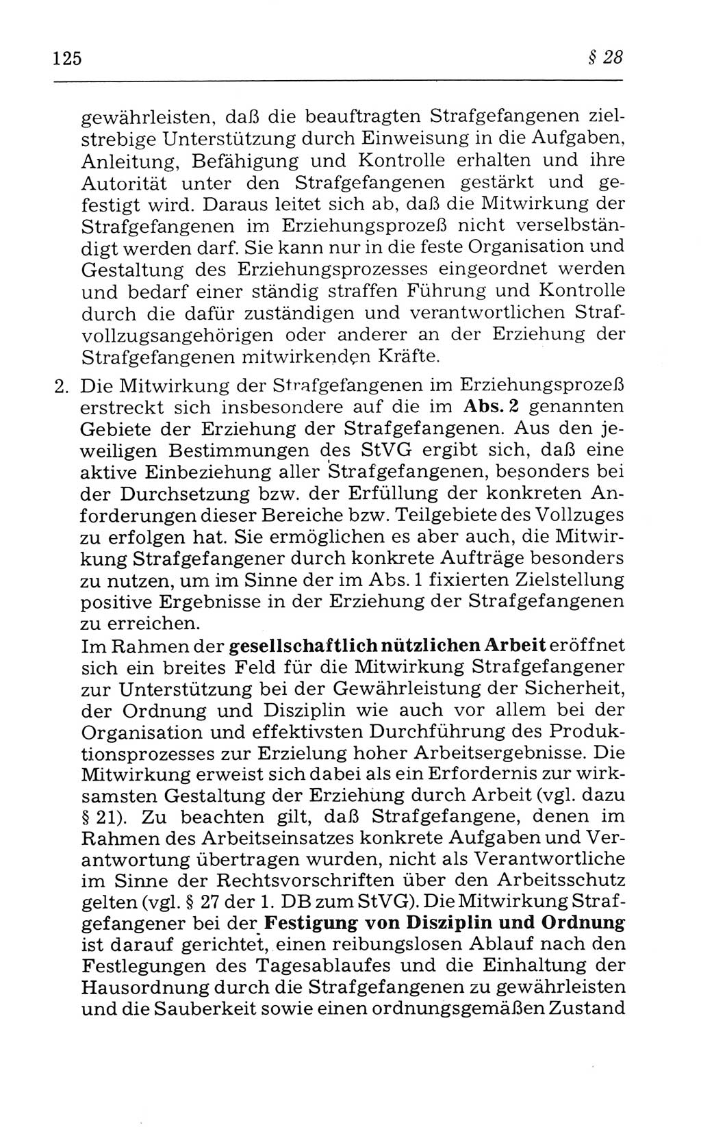 Kommentar zum Strafvollzugsgesetz [(StVG) Deutsche Demokratische Republik (DDR)] 1980, Seite 125 (Komm. StVG DDR 1980, S. 125)