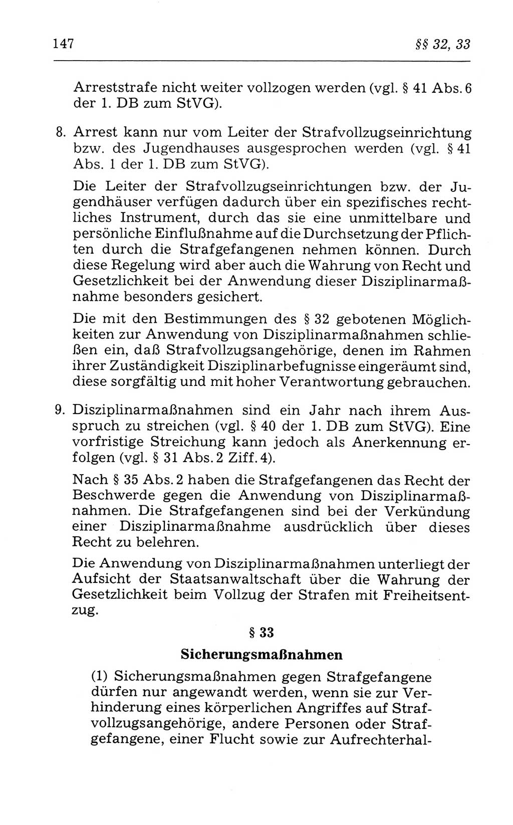 Kommentar zum Strafvollzugsgesetz [(StVG) Deutsche Demokratische Republik (DDR)] 1980, Seite 147 (Komm. StVG DDR 1980, S. 147)