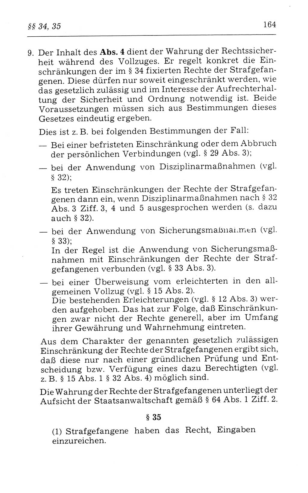 Kommentar zum Strafvollzugsgesetz [(StVG) Deutsche Demokratische Republik (DDR)] 1980, Seite 164 (Komm. StVG DDR 1980, S. 164)
