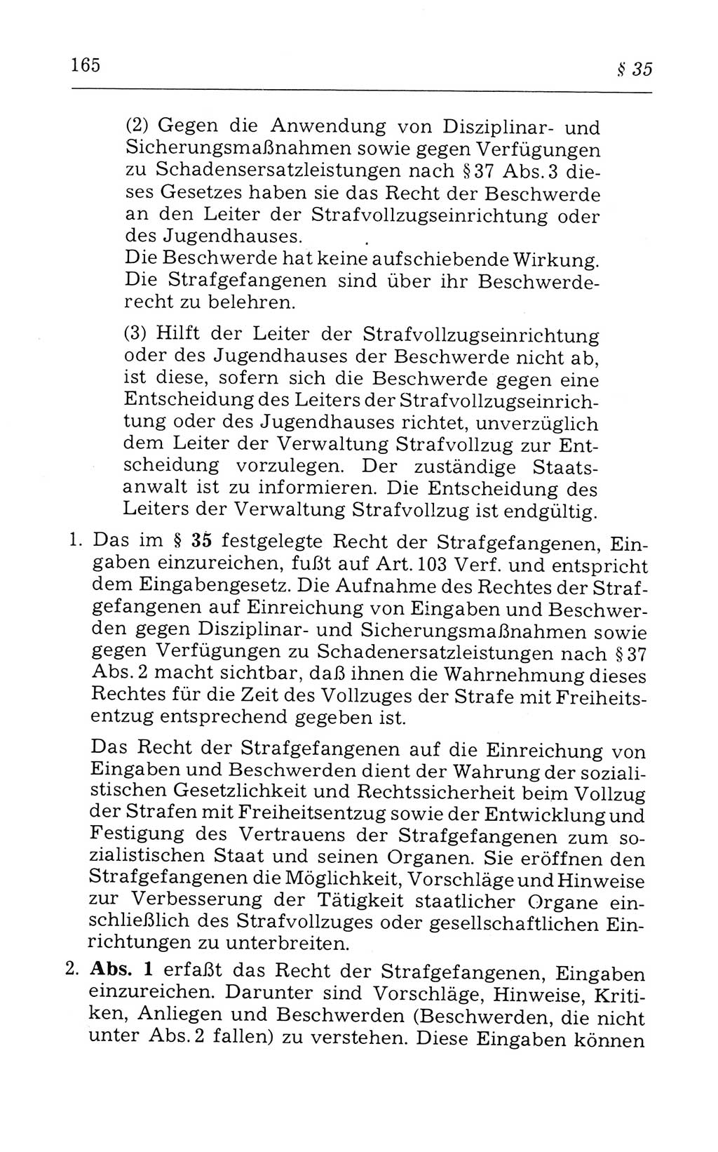 Kommentar zum Strafvollzugsgesetz [(StVG) Deutsche Demokratische Republik (DDR)] 1980, Seite 165 (Komm. StVG DDR 1980, S. 165)