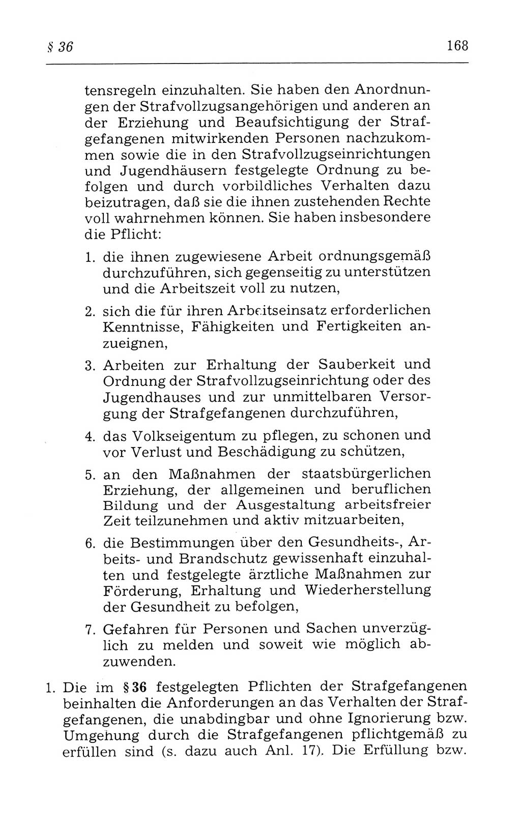 Kommentar zum Strafvollzugsgesetz [(StVG) Deutsche Demokratische Republik (DDR)] 1980, Seite 168 (Komm. StVG DDR 1980, S. 168)