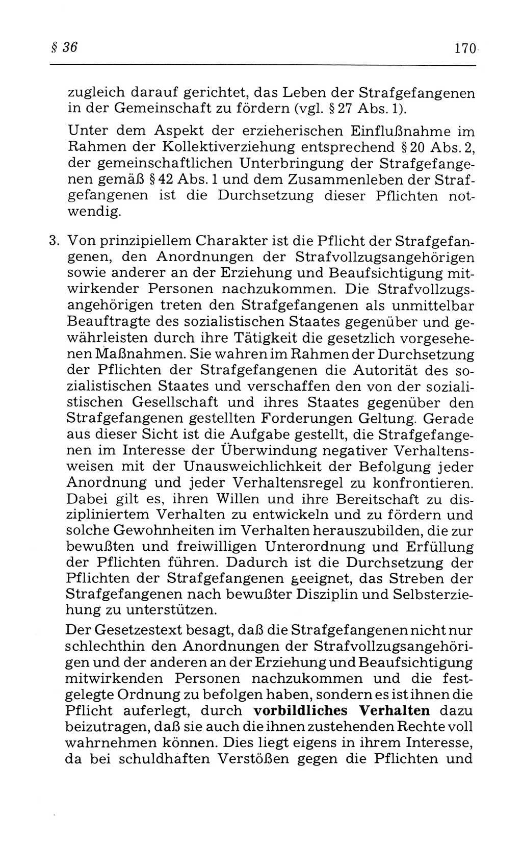 Kommentar zum Strafvollzugsgesetz [(StVG) Deutsche Demokratische Republik (DDR)] 1980, Seite 170 (Komm. StVG DDR 1980, S. 170)
