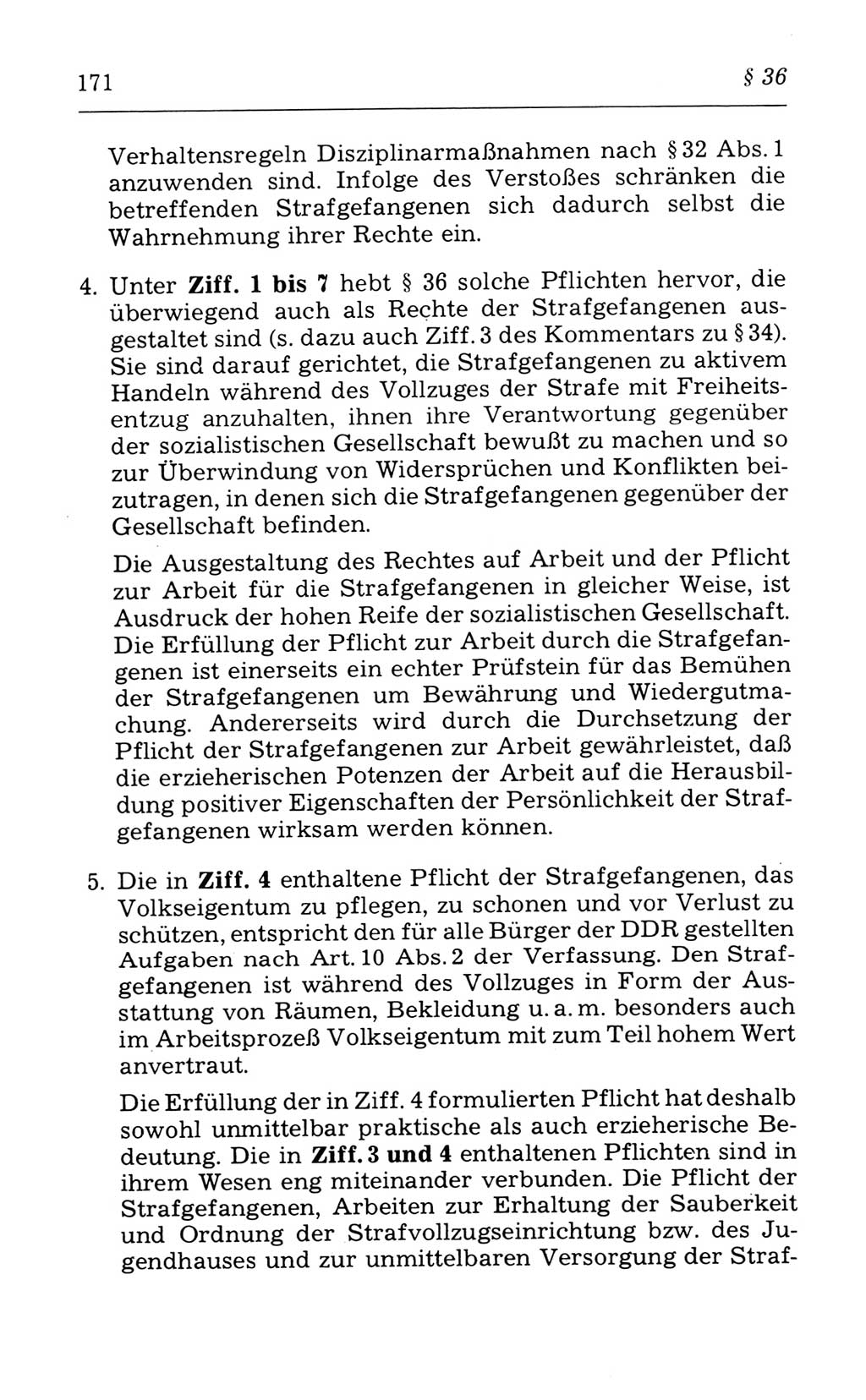 Kommentar zum Strafvollzugsgesetz [(StVG) Deutsche Demokratische Republik (DDR)] 1980, Seite 171 (Komm. StVG DDR 1980, S. 171)
