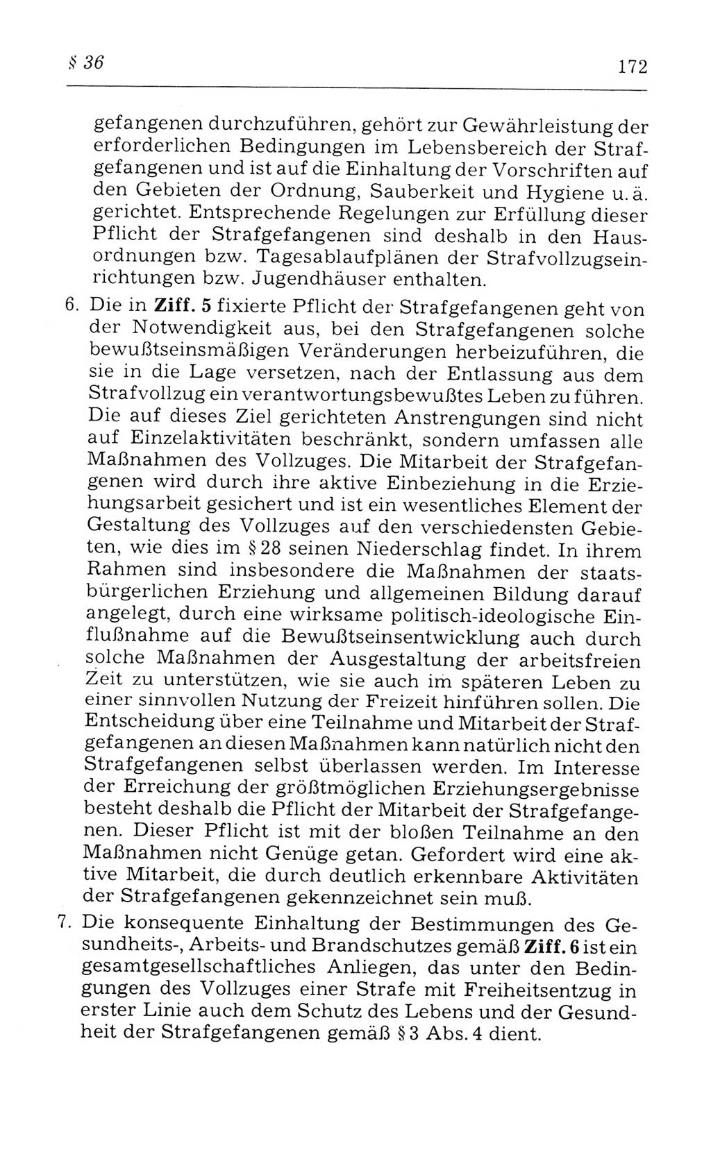 Kommentar zum Strafvollzugsgesetz [(StVG) Deutsche Demokratische Republik (DDR)] 1980, Seite 172 (Komm. StVG DDR 1980, S. 172)