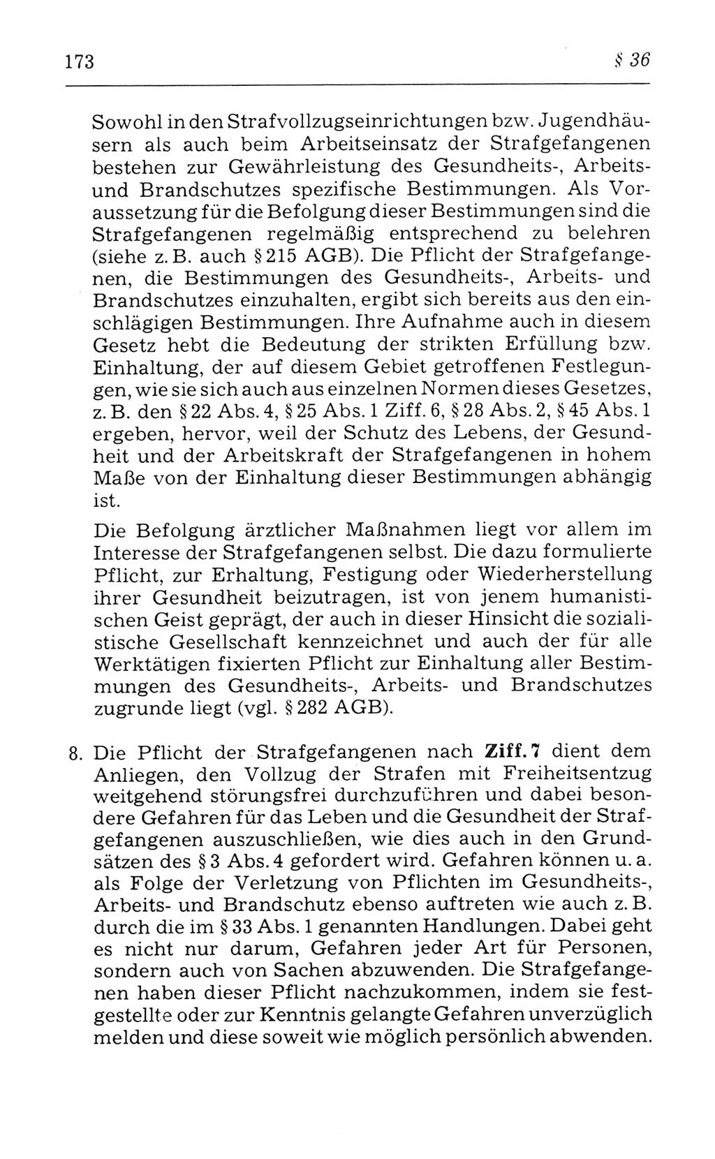 Kommentar zum Strafvollzugsgesetz [(StVG) Deutsche Demokratische Republik (DDR)] 1980, Seite 173 (Komm. StVG DDR 1980, S. 173)