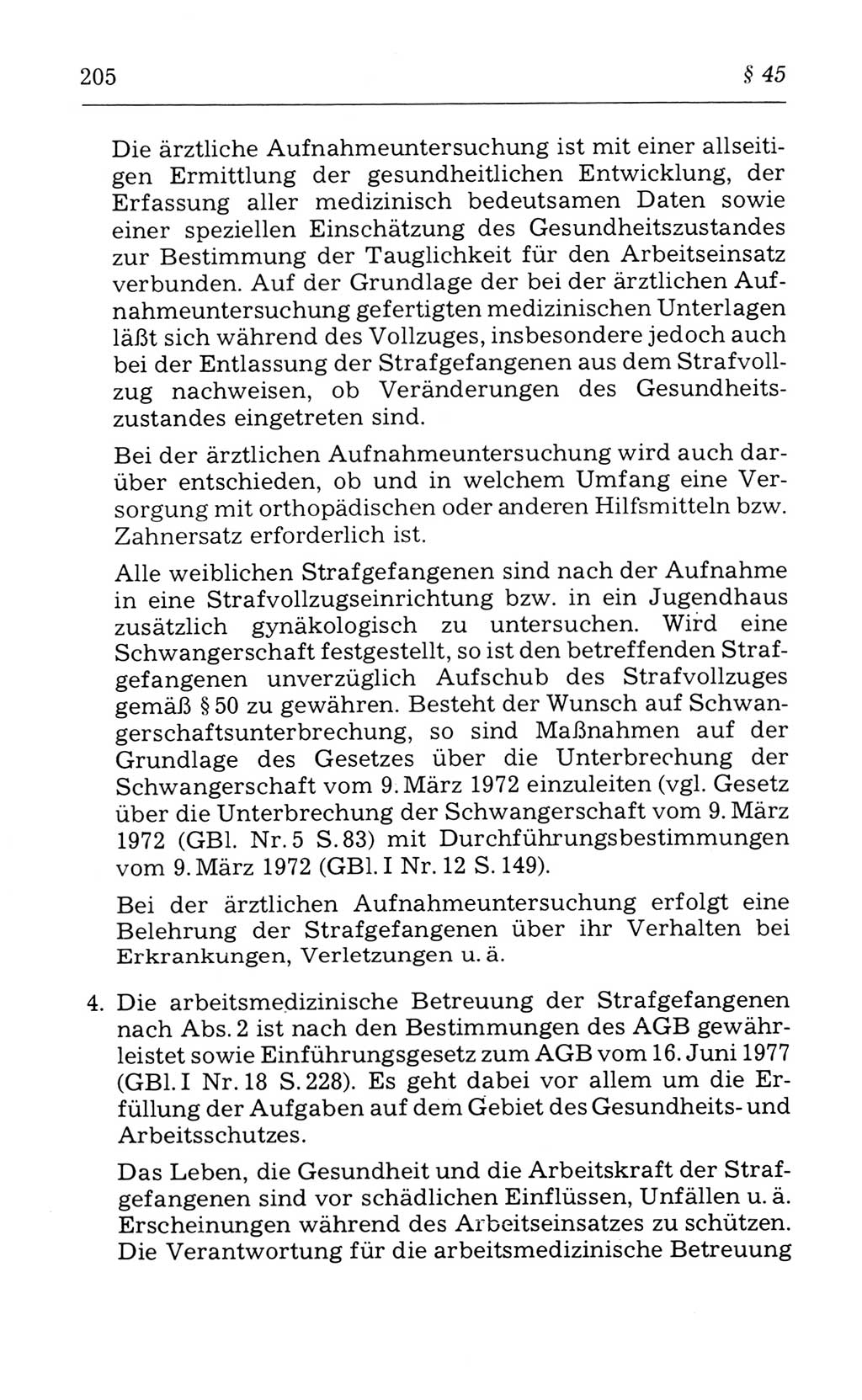 Kommentar zum Strafvollzugsgesetz [(StVG) Deutsche Demokratische Republik (DDR)] 1980, Seite 205 (Komm. StVG DDR 1980, S. 205)