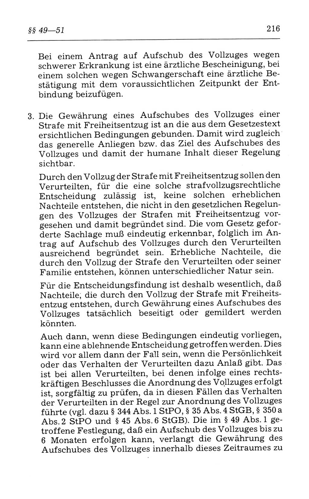 Kommentar zum Strafvollzugsgesetz [(StVG) Deutsche Demokratische Republik (DDR)] 1980, Seite 216 (Komm. StVG DDR 1980, S. 216)