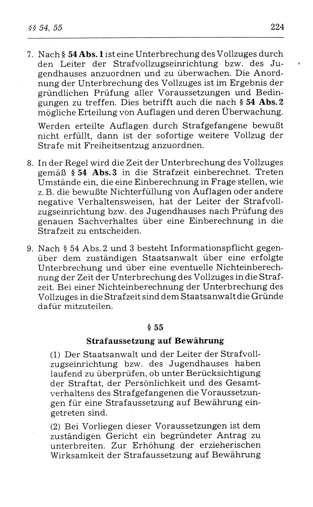 Kommentar zum Strafvollzugsgesetz [(StVG) Deutsche Demokratische Republik (DDR)] 1980, Seite 224 (Komm. StVG DDR 1980, S. 224)