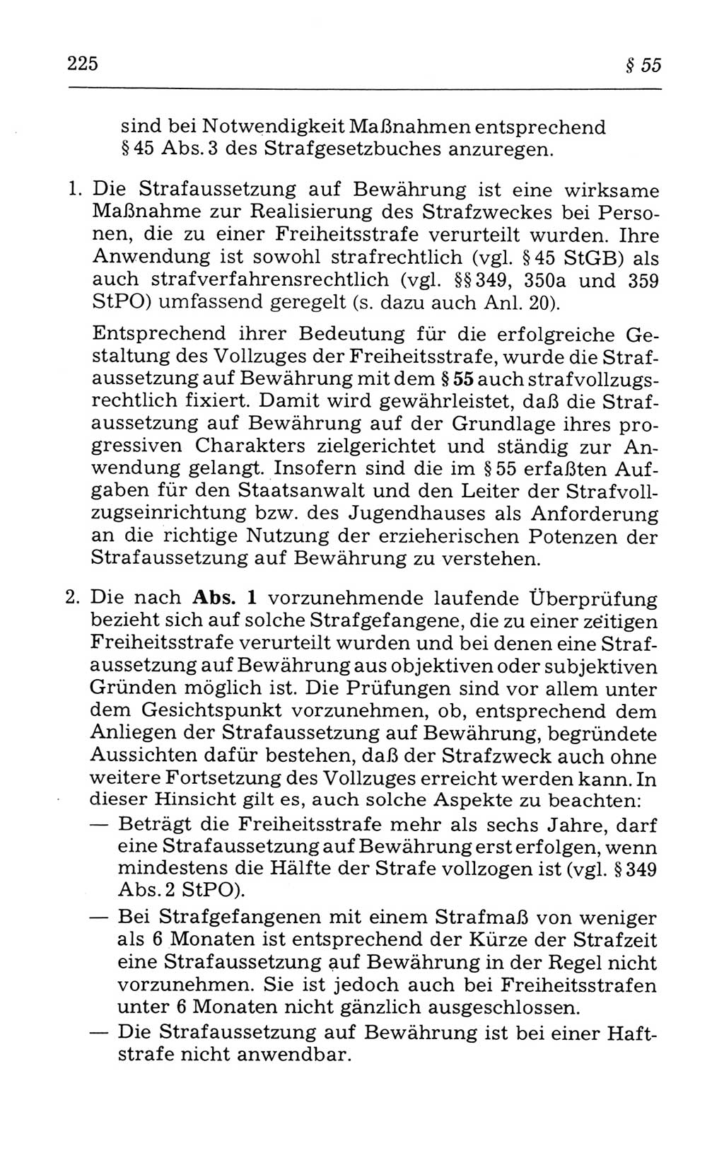 Kommentar zum Strafvollzugsgesetz [(StVG) Deutsche Demokratische Republik (DDR)] 1980, Seite 225 (Komm. StVG DDR 1980, S. 225)