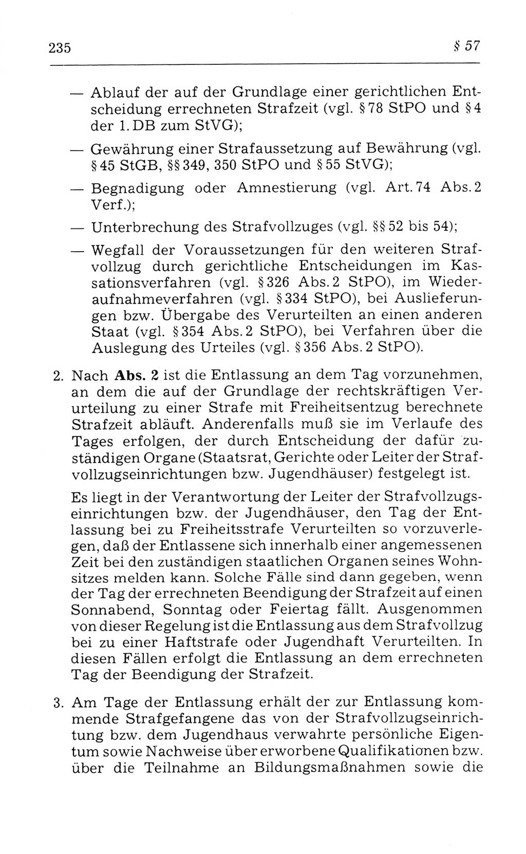 Kommentar zum Strafvollzugsgesetz [(StVG) Deutsche Demokratische Republik (DDR)] 1980, Seite 235 (Komm. StVG DDR 1980, S. 235)