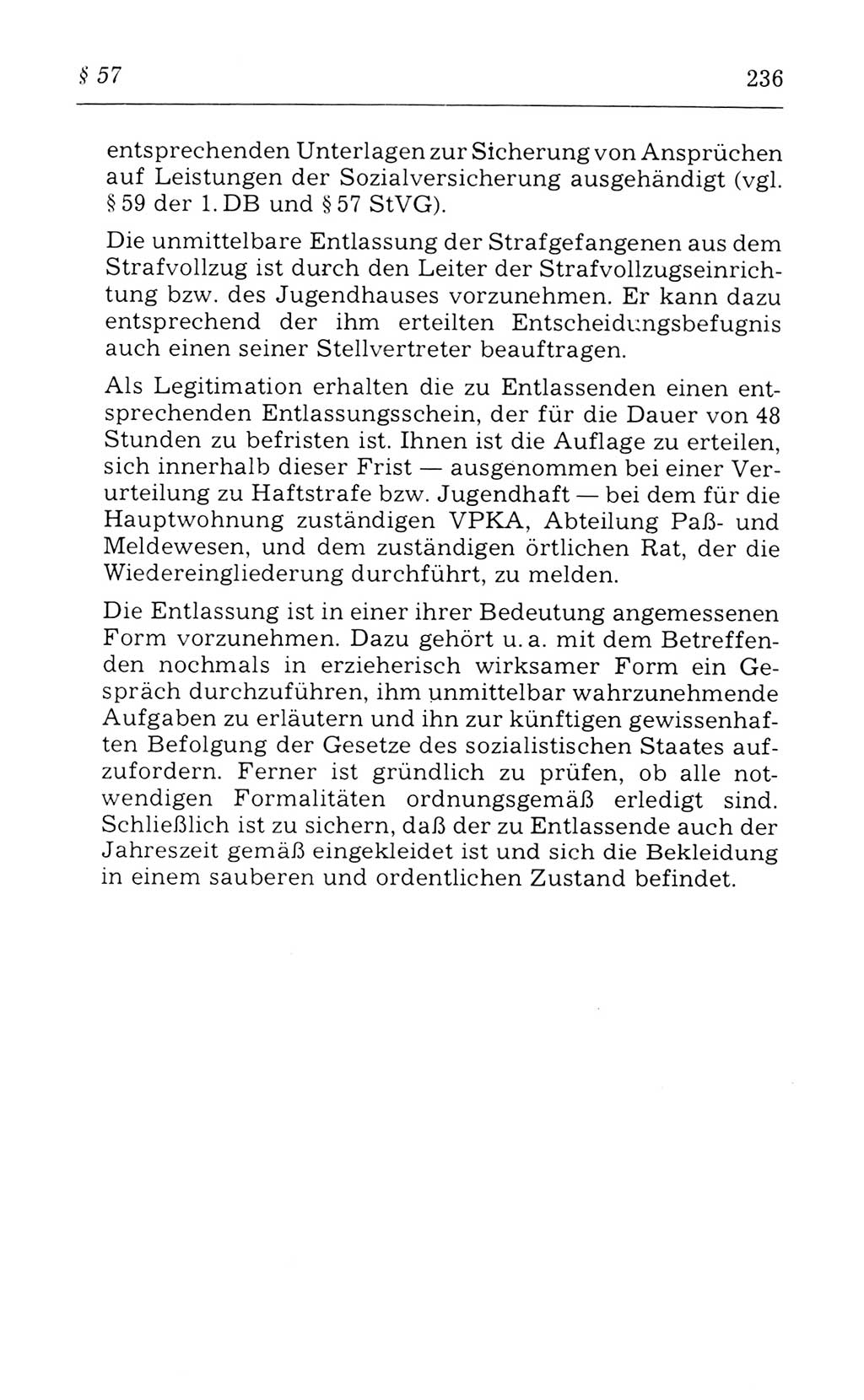 Kommentar zum Strafvollzugsgesetz [(StVG) Deutsche Demokratische Republik (DDR)] 1980, Seite 236 (Komm. StVG DDR 1980, S. 236)
