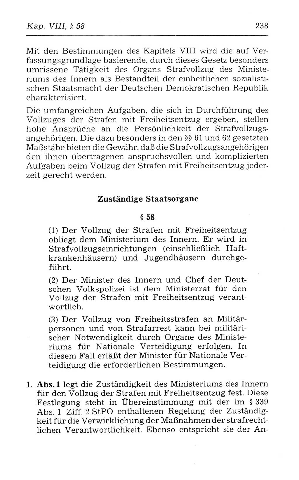 Kommentar zum Strafvollzugsgesetz [(StVG) Deutsche Demokratische Republik (DDR)] 1980, Seite 238 (Komm. StVG DDR 1980, S. 238)