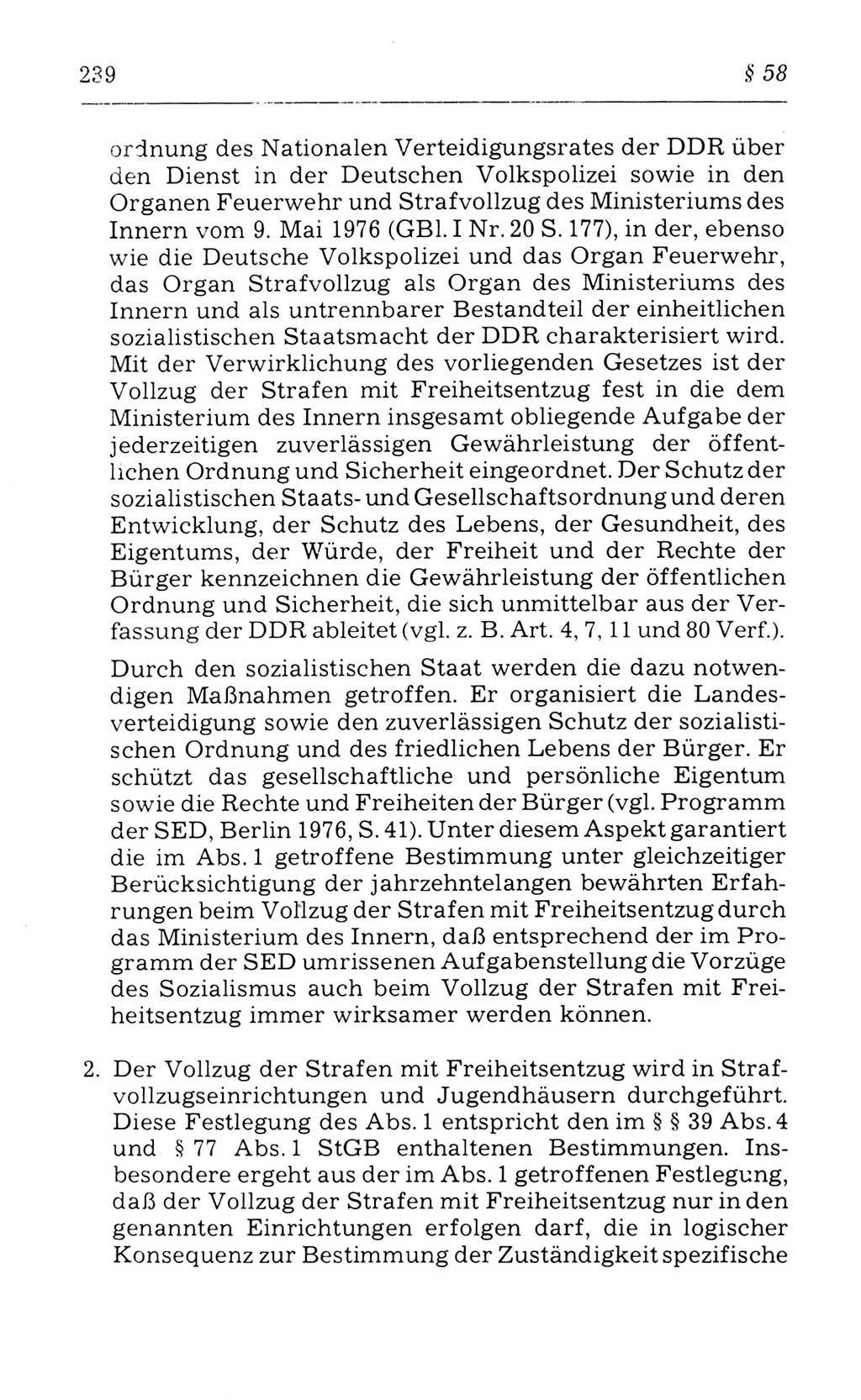 Kommentar zum Strafvollzugsgesetz [(StVG) Deutsche Demokratische Republik (DDR)] 1980, Seite 239 (Komm. StVG DDR 1980, S. 239)