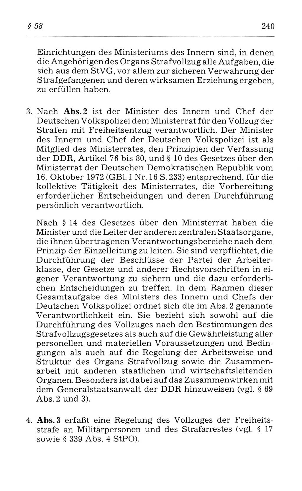 Kommentar zum Strafvollzugsgesetz [(StVG) Deutsche Demokratische Republik (DDR)] 1980, Seite 240 (Komm. StVG DDR 1980, S. 240)