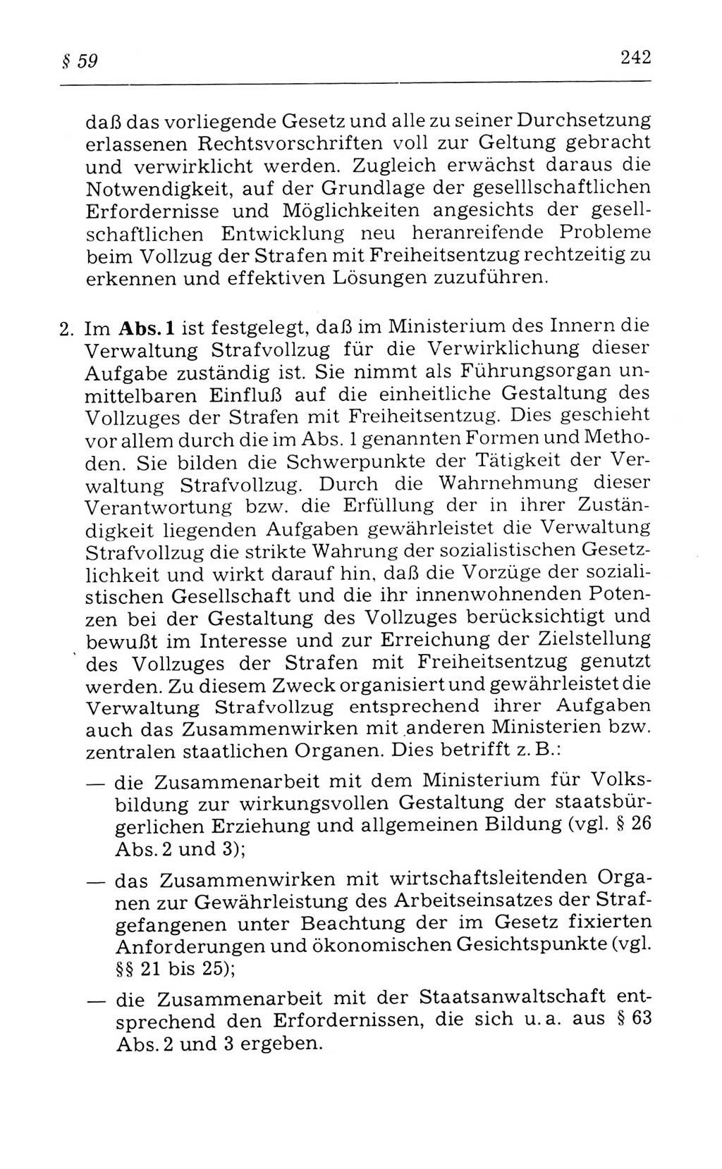 Kommentar zum Strafvollzugsgesetz [(StVG) Deutsche Demokratische Republik (DDR)] 1980, Seite 242 (Komm. StVG DDR 1980, S. 242)