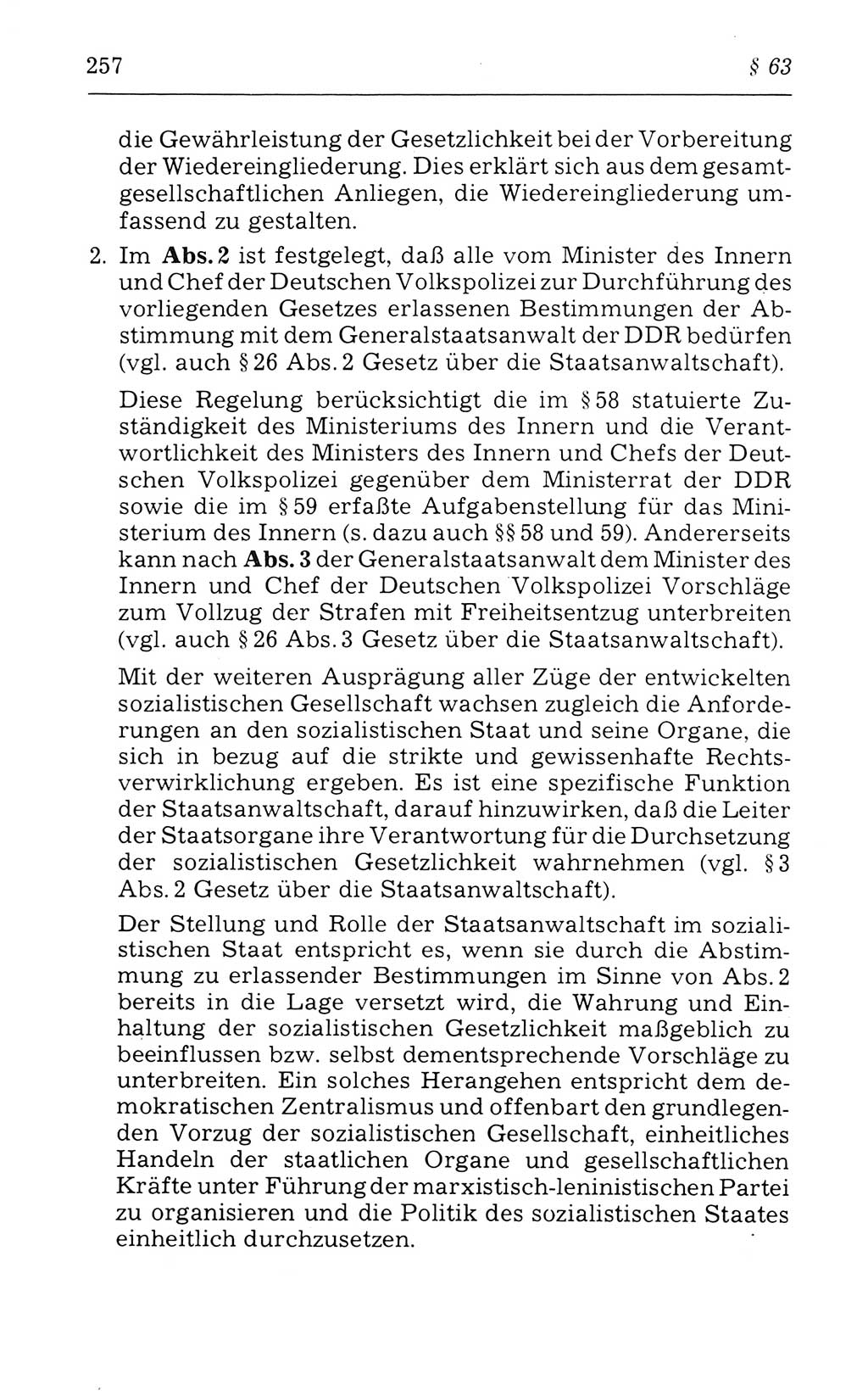 Kommentar zum Strafvollzugsgesetz [(StVG) Deutsche Demokratische Republik (DDR)] 1980, Seite 257 (Komm. StVG DDR 1980, S. 257)