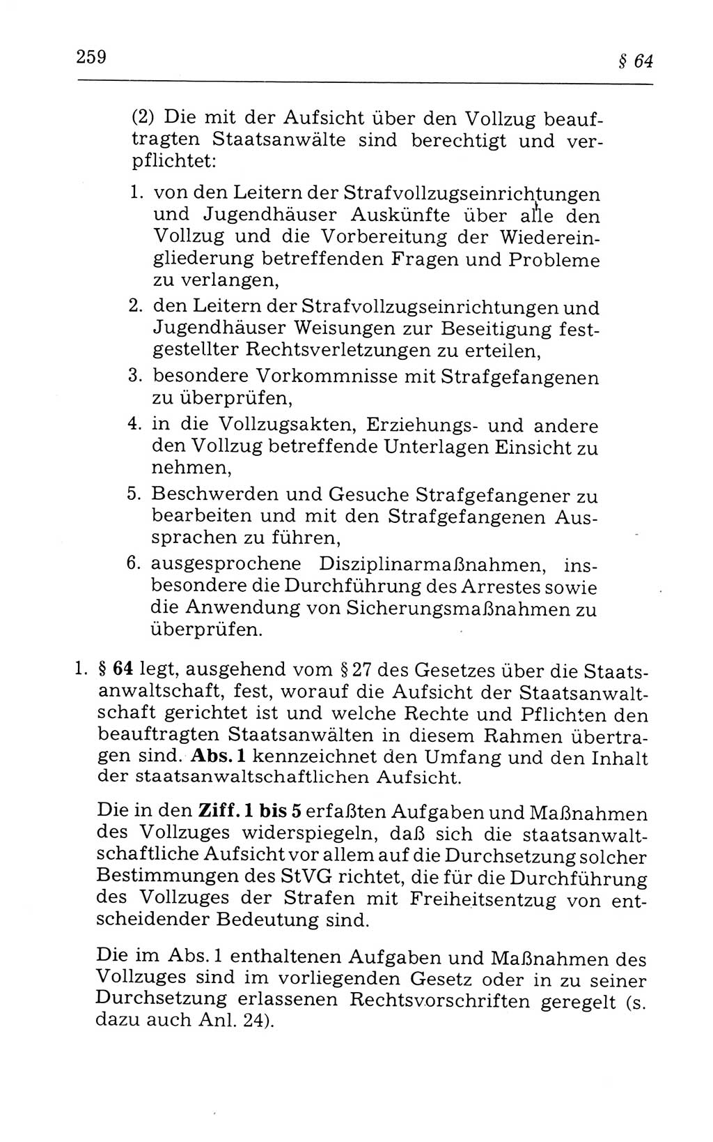 Kommentar zum Strafvollzugsgesetz [(StVG) Deutsche Demokratische Republik (DDR)] 1980, Seite 259 (Komm. StVG DDR 1980, S. 259)