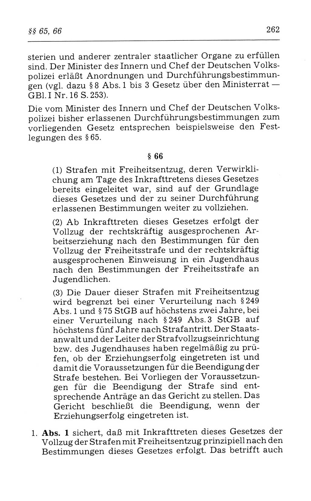 Kommentar zum Strafvollzugsgesetz [(StVG) Deutsche Demokratische Republik (DDR)] 1980, Seite 262 (Komm. StVG DDR 1980, S. 262)