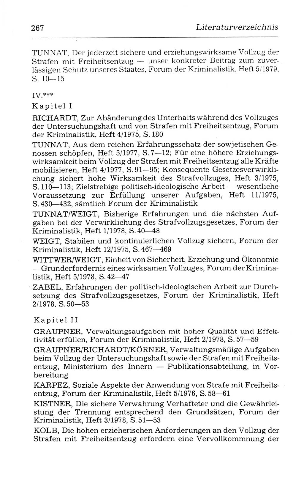 Kommentar zum Strafvollzugsgesetz [(StVG) Deutsche Demokratische Republik (DDR)] 1980, Seite 267 (Komm. StVG DDR 1980, S. 267)