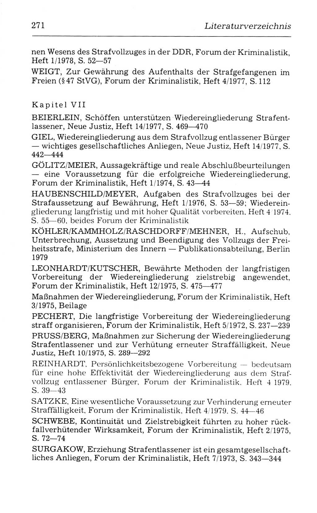 Kommentar zum Strafvollzugsgesetz [(StVG) Deutsche Demokratische Republik (DDR)] 1980, Seite 271 (Komm. StVG DDR 1980, S. 271)