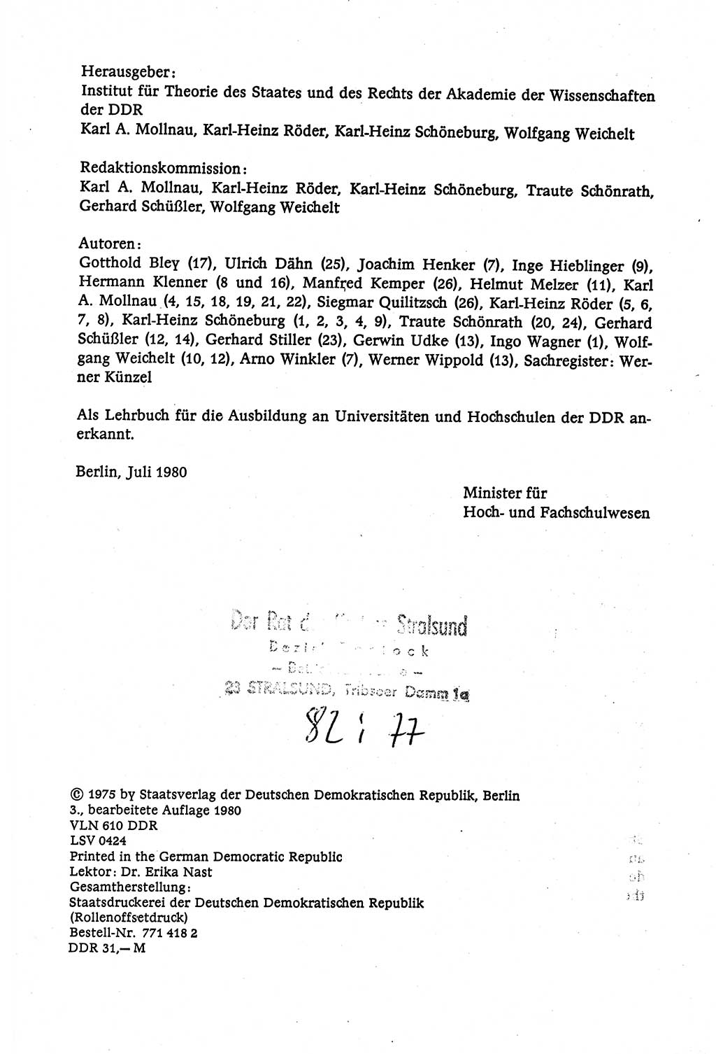 Marxistisch-leninistische (ML) Staats- und Rechtstheorie [Deutsche Demokratische Republik (DDR)], Lehrbuch 1980, Seite 4 (ML St.-R.-Th. DDR Lb. 1980, S. 4)