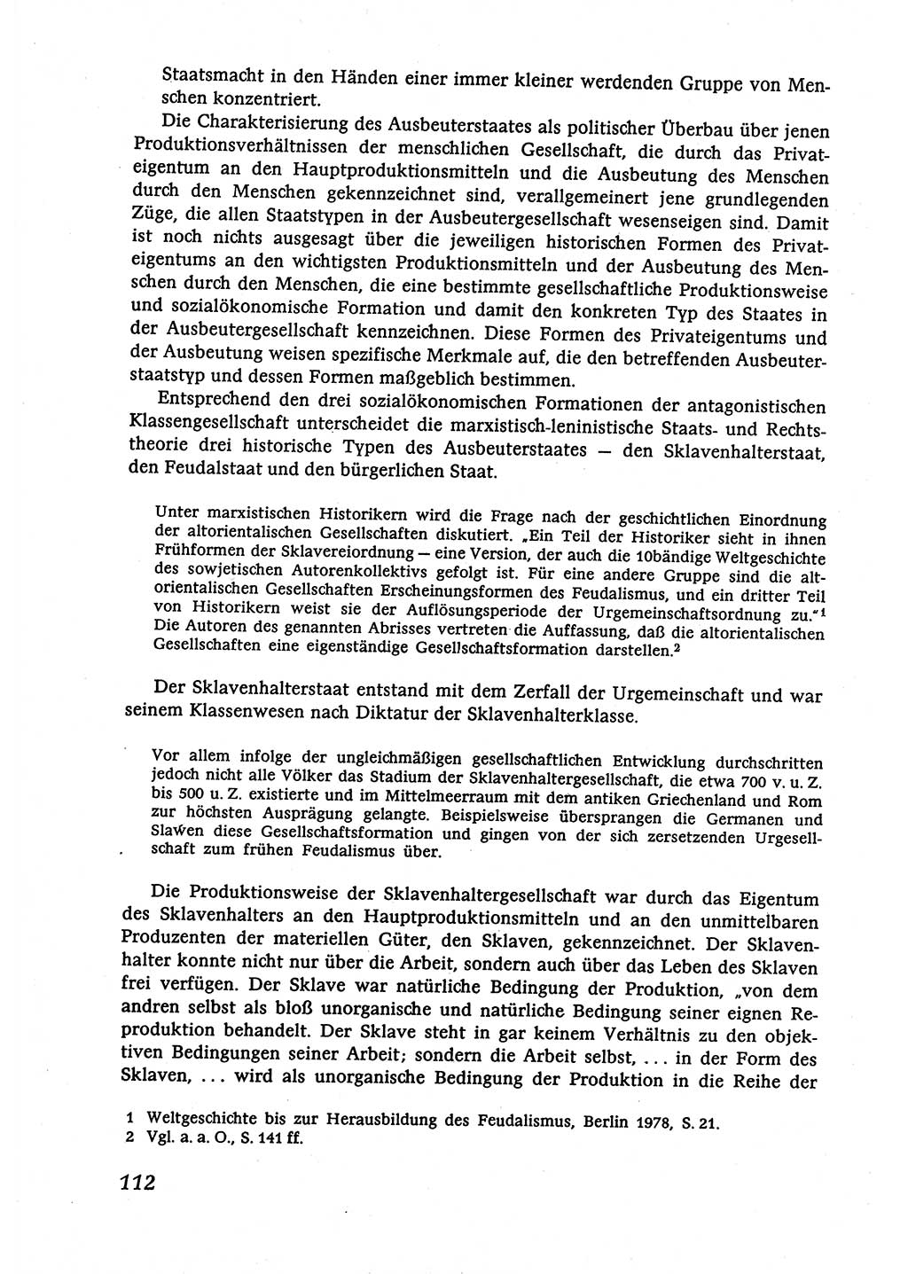 Marxistisch-leninistische (ML) Staats- und Rechtstheorie [Deutsche Demokratische Republik (DDR)], Lehrbuch 1980, Seite 112 (ML St.-R.-Th. DDR Lb. 1980, S. 112)