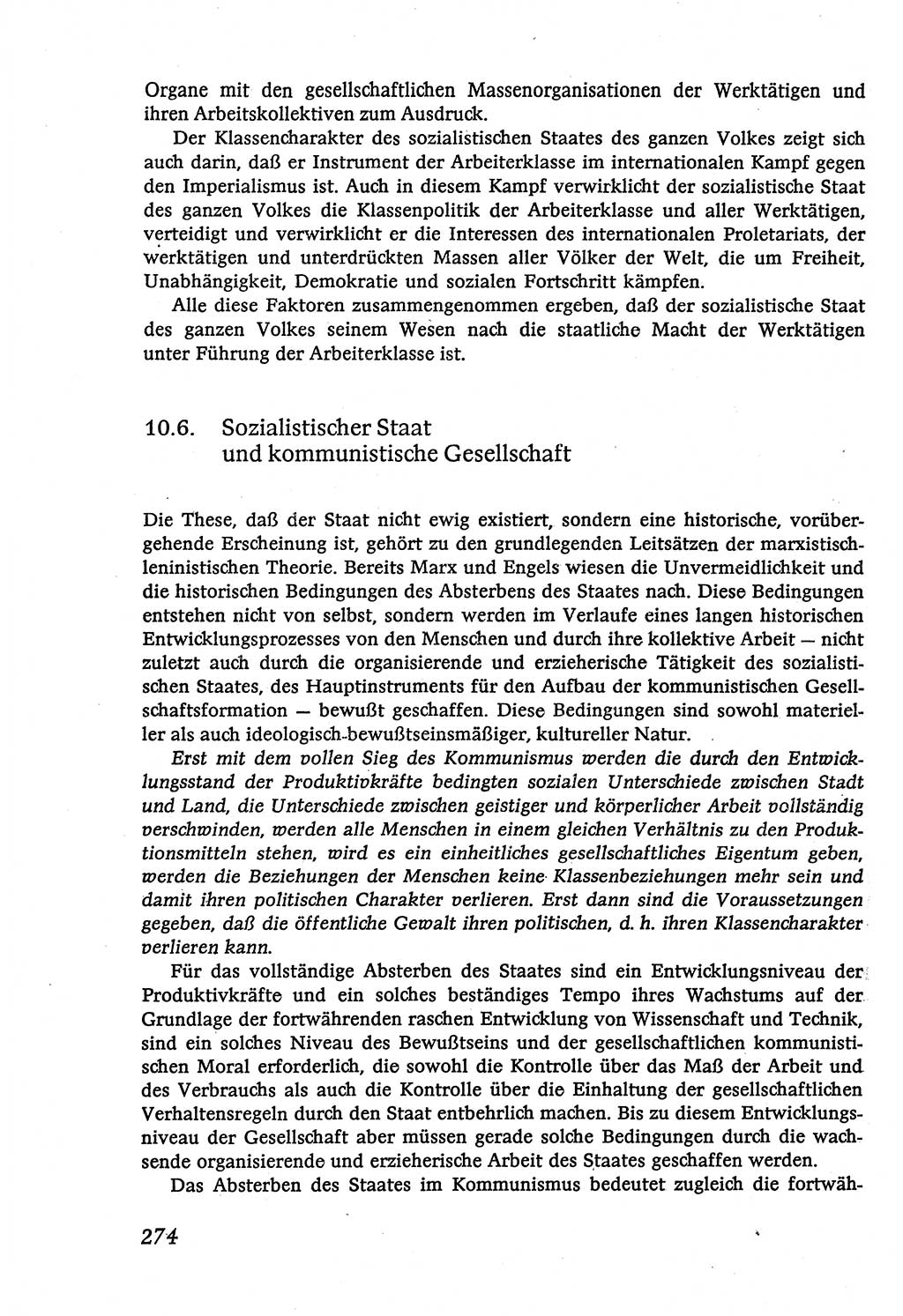 Marxistisch-leninistische (ML) Staats- und Rechtstheorie [Deutsche Demokratische Republik (DDR)], Lehrbuch 1980, Seite 274 (ML St.-R.-Th. DDR Lb. 1980, S. 274)