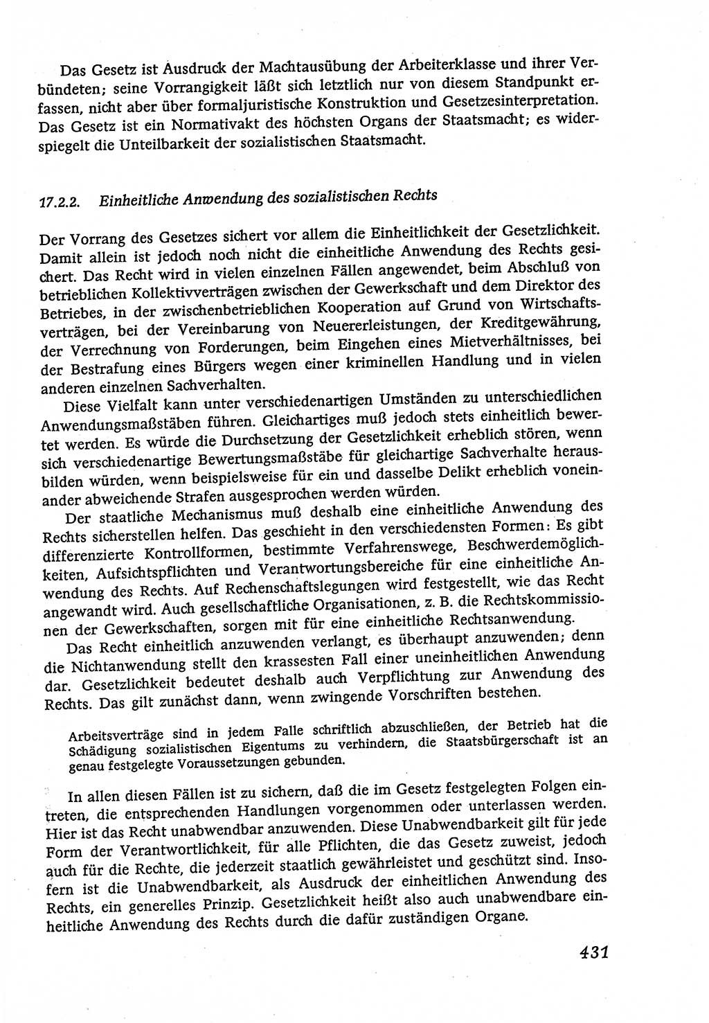 Marxistisch-leninistische (ML) Staats- und Rechtstheorie [Deutsche Demokratische Republik (DDR)], Lehrbuch 1980, Seite 431 (ML St.-R.-Th. DDR Lb. 1980, S. 431)