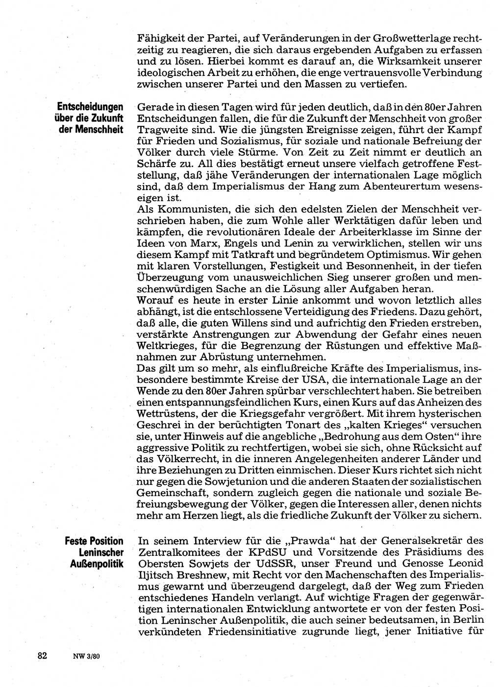 Neuer Weg (NW), Organ des Zentralkomitees (ZK) der SED (Sozialistische Einheitspartei Deutschlands) für Fragen des Parteilebens, 35. Jahrgang [Deutsche Demokratische Republik (DDR)] 1980, Seite 82 (NW ZK SED DDR 1980, S. 82)