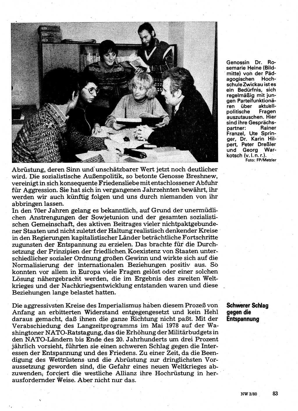 Neuer Weg (NW), Organ des Zentralkomitees (ZK) der SED (Sozialistische Einheitspartei Deutschlands) für Fragen des Parteilebens, 35. Jahrgang [Deutsche Demokratische Republik (DDR)] 1980, Seite 83 (NW ZK SED DDR 1980, S. 83)