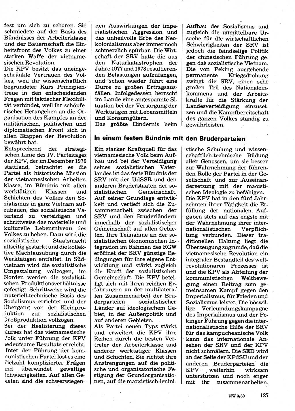 Neuer Weg (NW), Organ des Zentralkomitees (ZK) der SED (Sozialistische Einheitspartei Deutschlands) für Fragen des Parteilebens, 35. Jahrgang [Deutsche Demokratische Republik (DDR)] 1980, Seite 127 (NW ZK SED DDR 1980, S. 127)