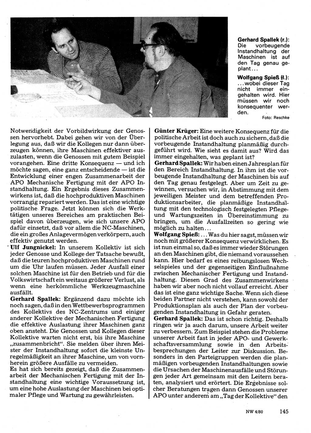 Neuer Weg (NW), Organ des Zentralkomitees (ZK) der SED (Sozialistische Einheitspartei Deutschlands) für Fragen des Parteilebens, 35. Jahrgang [Deutsche Demokratische Republik (DDR)] 1980, Seite 145 (NW ZK SED DDR 1980, S. 145)