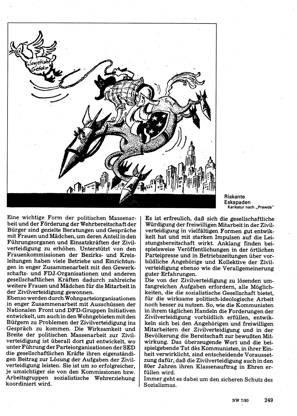 Neuer Weg (NW), Organ des Zentralkomitees (ZK) der SED (Sozialistische Einheitspartei Deutschlands) für Fragen des Parteilebens, 35. Jahrgang [Deutsche Demokratische Republik (DDR)] 1980, Seite 249 (NW ZK SED DDR 1980, S. 249)