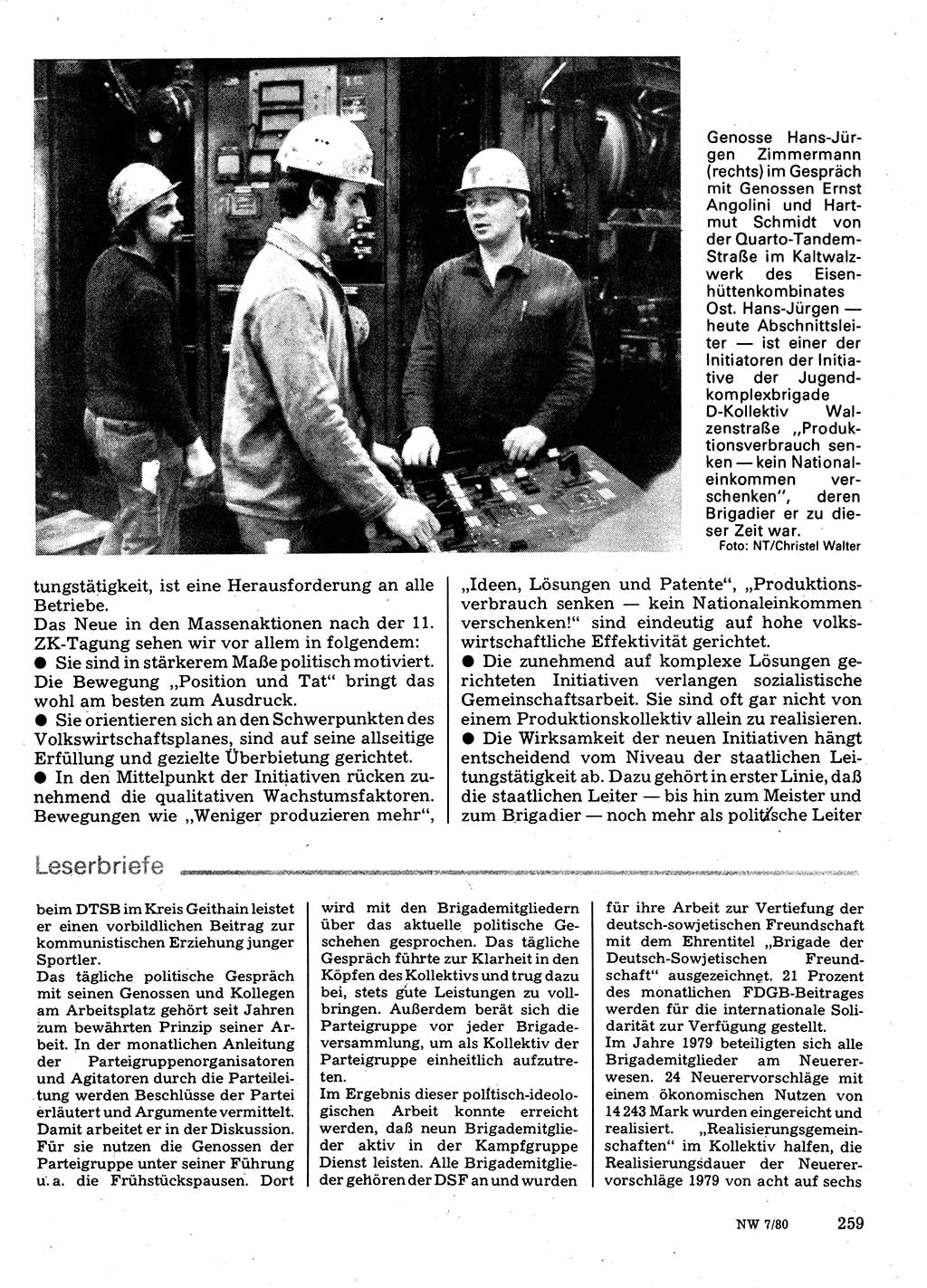 Neuer Weg (NW), Organ des Zentralkomitees (ZK) der SED (Sozialistische Einheitspartei Deutschlands) für Fragen des Parteilebens, 35. Jahrgang [Deutsche Demokratische Republik (DDR)] 1980, Seite 259 (NW ZK SED DDR 1980, S. 259)