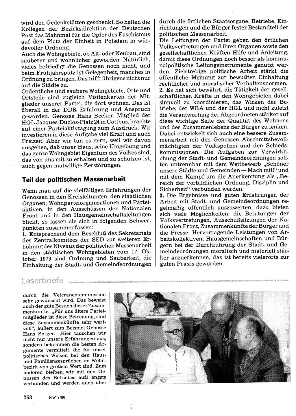 Neuer Weg (NW), Organ des Zentralkomitees (ZK) der SED (Sozialistische Einheitspartei Deutschlands) für Fragen des Parteilebens, 35. Jahrgang [Deutsche Demokratische Republik (DDR)] 1980, Seite 268 (NW ZK SED DDR 1980, S. 268)