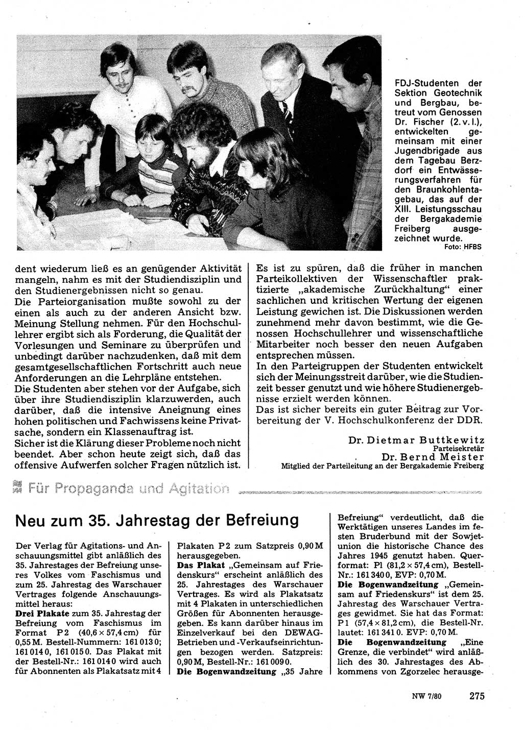 Neuer Weg (NW), Organ des Zentralkomitees (ZK) der SED (Sozialistische Einheitspartei Deutschlands) für Fragen des Parteilebens, 35. Jahrgang [Deutsche Demokratische Republik (DDR)] 1980, Seite 275 (NW ZK SED DDR 1980, S. 275)