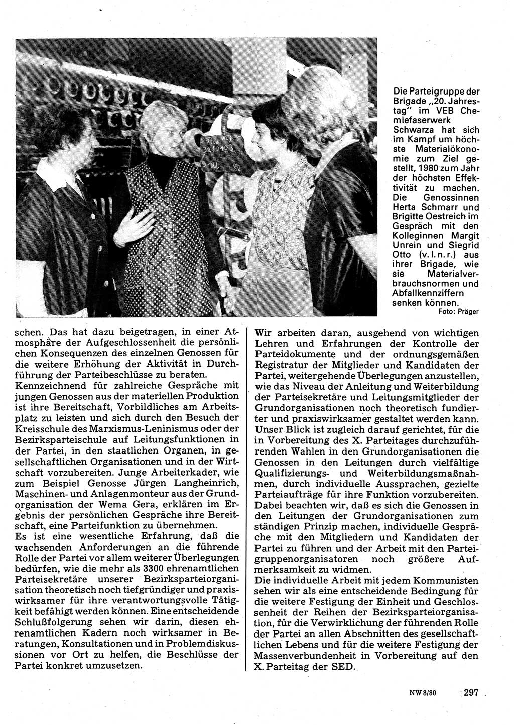 Neuer Weg (NW), Organ des Zentralkomitees (ZK) der SED (Sozialistische Einheitspartei Deutschlands) für Fragen des Parteilebens, 35. Jahrgang [Deutsche Demokratische Republik (DDR)] 1980, Seite 297 (NW ZK SED DDR 1980, S. 297)