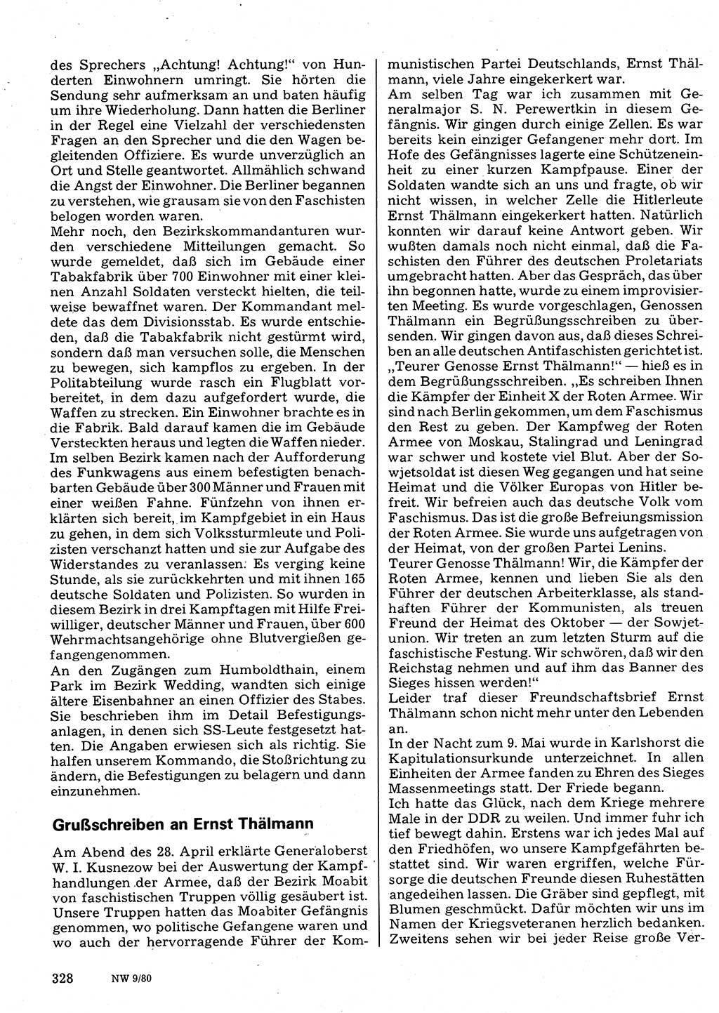 Neuer Weg (NW), Organ des Zentralkomitees (ZK) der SED (Sozialistische Einheitspartei Deutschlands) für Fragen des Parteilebens, 35. Jahrgang [Deutsche Demokratische Republik (DDR)] 1980, Seite 328 (NW ZK SED DDR 1980, S. 328)