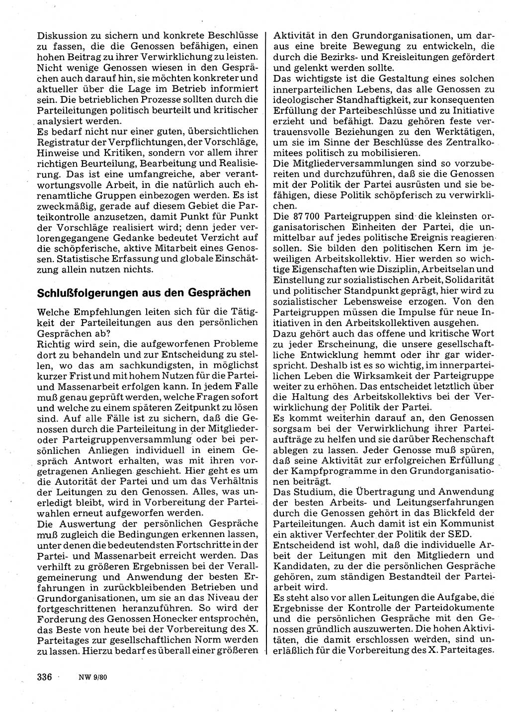 Neuer Weg (NW), Organ des Zentralkomitees (ZK) der SED (Sozialistische Einheitspartei Deutschlands) für Fragen des Parteilebens, 35. Jahrgang [Deutsche Demokratische Republik (DDR)] 1980, Seite 336 (NW ZK SED DDR 1980, S. 336)