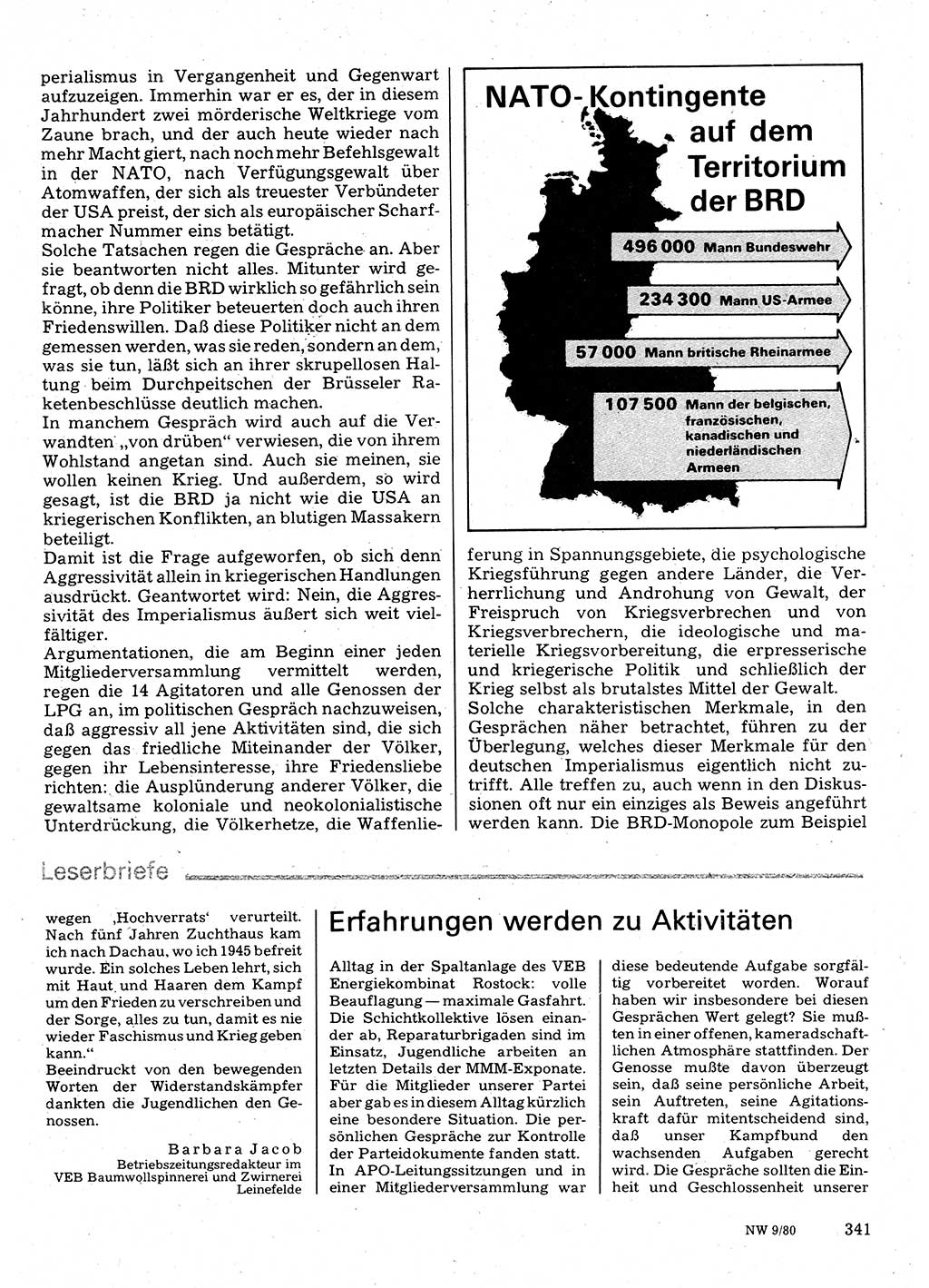 Neuer Weg (NW), Organ des Zentralkomitees (ZK) der SED (Sozialistische Einheitspartei Deutschlands) für Fragen des Parteilebens, 35. Jahrgang [Deutsche Demokratische Republik (DDR)] 1980, Seite 341 (NW ZK SED DDR 1980, S. 341)