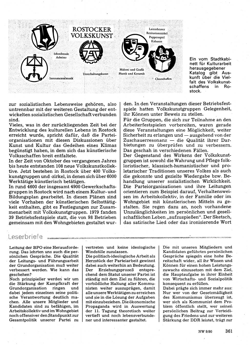 Neuer Weg (NW), Organ des Zentralkomitees (ZK) der SED (Sozialistische Einheitspartei Deutschlands) für Fragen des Parteilebens, 35. Jahrgang [Deutsche Demokratische Republik (DDR)] 1980, Seite 361 (NW ZK SED DDR 1980, S. 361)