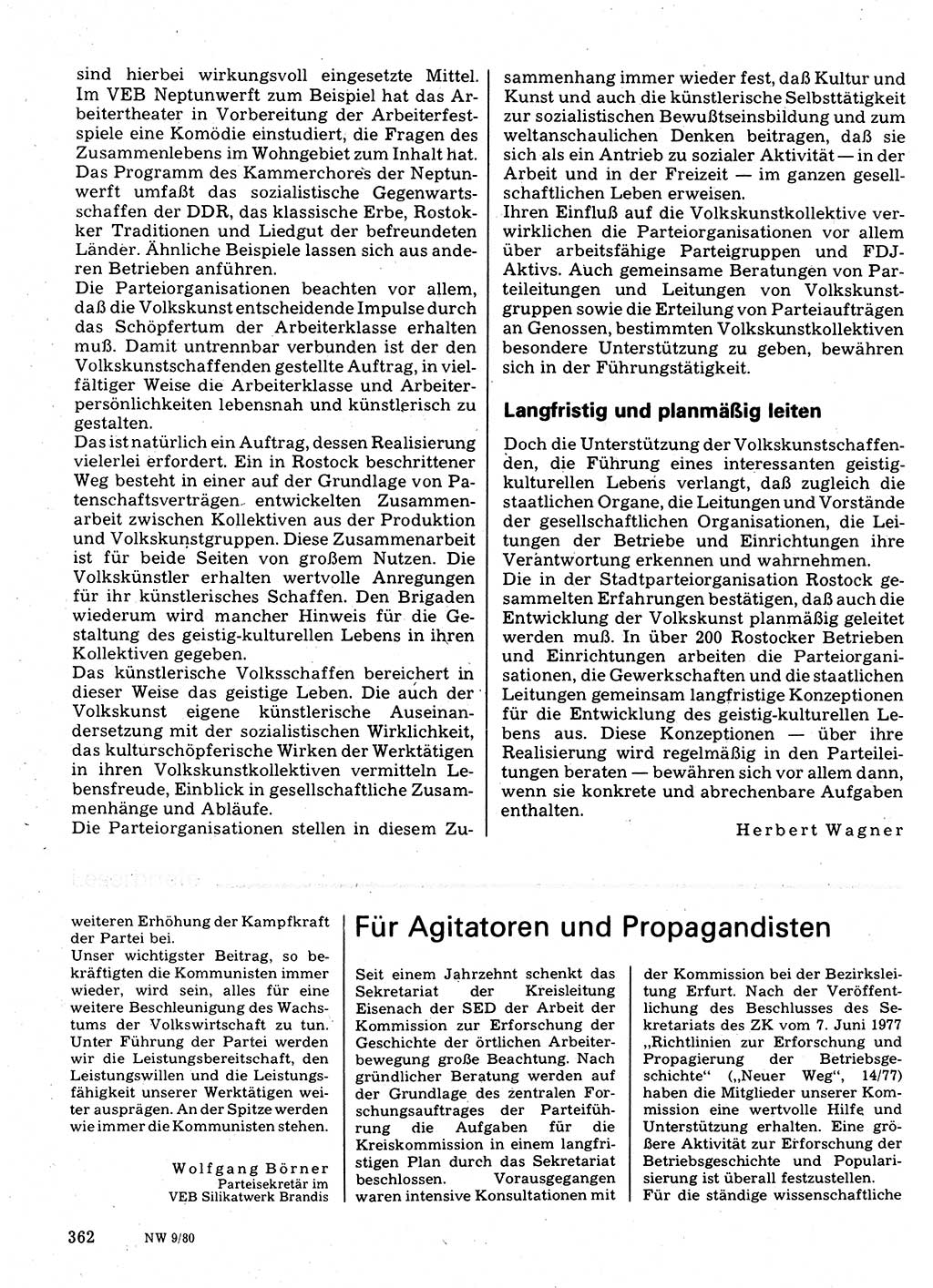Neuer Weg (NW), Organ des Zentralkomitees (ZK) der SED (Sozialistische Einheitspartei Deutschlands) für Fragen des Parteilebens, 35. Jahrgang [Deutsche Demokratische Republik (DDR)] 1980, Seite 362 (NW ZK SED DDR 1980, S. 362)
