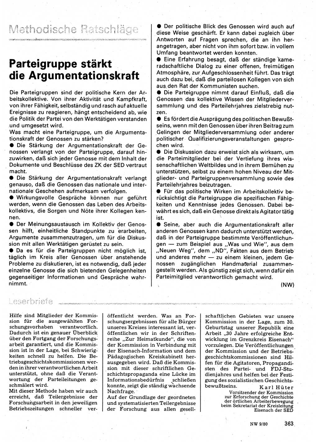Neuer Weg (NW), Organ des Zentralkomitees (ZK) der SED (Sozialistische Einheitspartei Deutschlands) für Fragen des Parteilebens, 35. Jahrgang [Deutsche Demokratische Republik (DDR)] 1980, Seite 363 (NW ZK SED DDR 1980, S. 363)