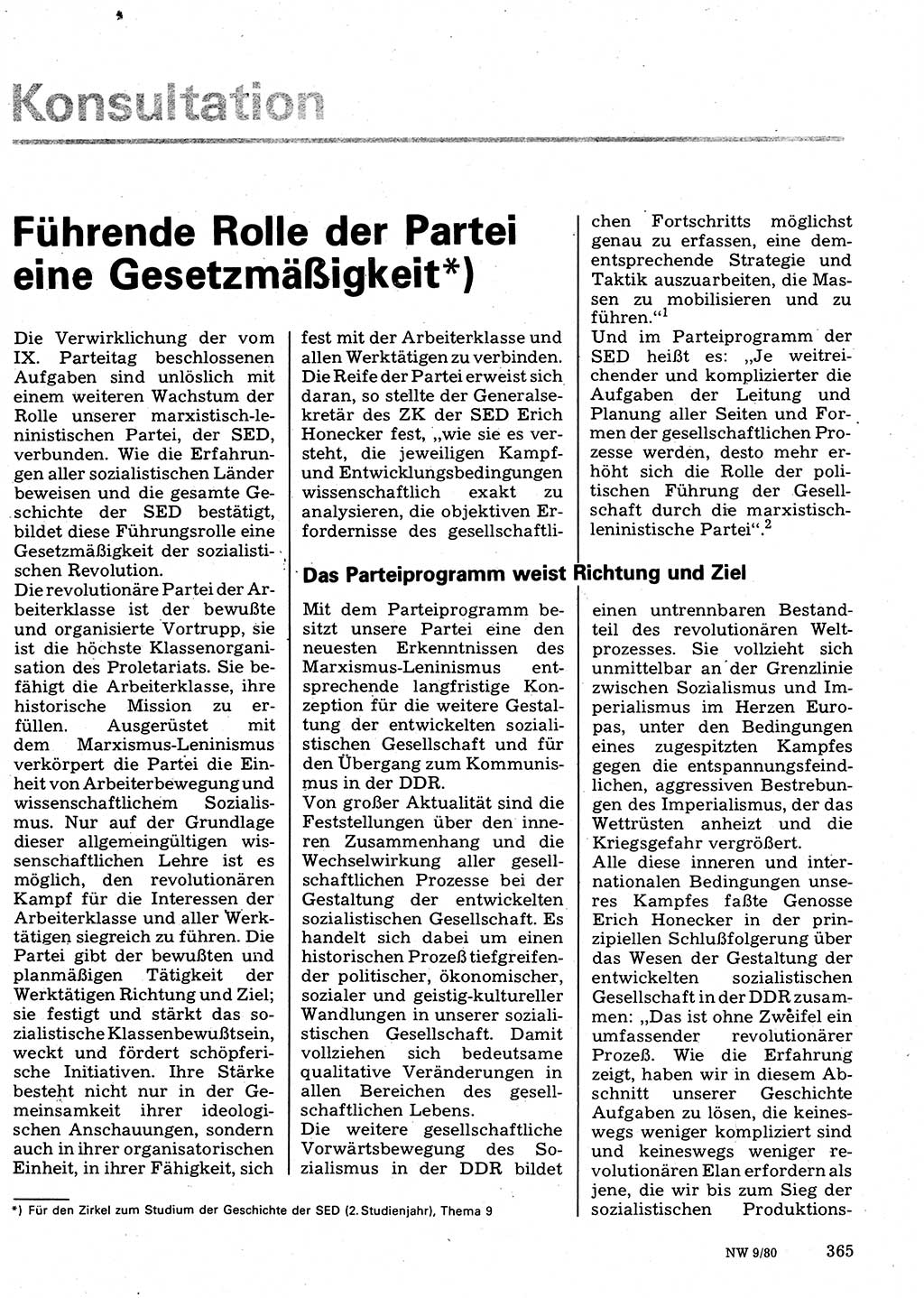 Neuer Weg (NW), Organ des Zentralkomitees (ZK) der SED (Sozialistische Einheitspartei Deutschlands) für Fragen des Parteilebens, 35. Jahrgang [Deutsche Demokratische Republik (DDR)] 1980, Seite 365 (NW ZK SED DDR 1980, S. 365)