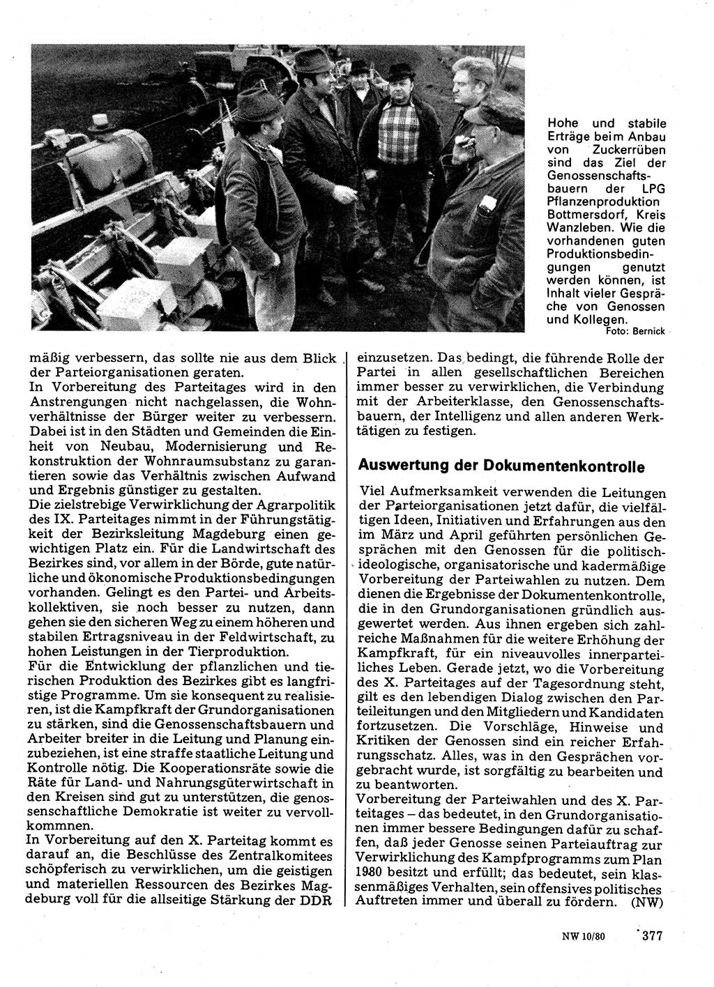 Neuer Weg (NW), Organ des Zentralkomitees (ZK) der SED (Sozialistische Einheitspartei Deutschlands) für Fragen des Parteilebens, 35. Jahrgang [Deutsche Demokratische Republik (DDR)] 1980, Seite 377 (NW ZK SED DDR 1980, S. 377)